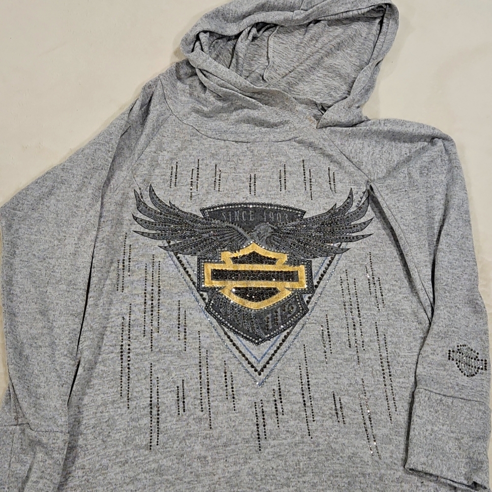 Harley Davidson hooded sweater with crystals